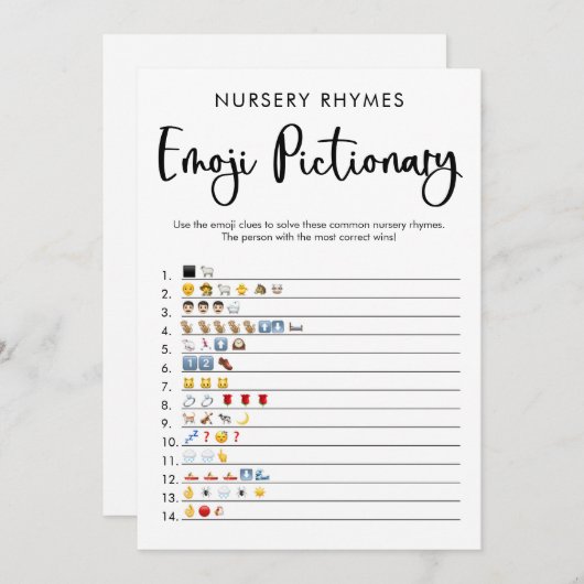 Emoji Pictures Baby Dusche Spiel geschlechtsneutra Einladung (Vorne/Hinten)