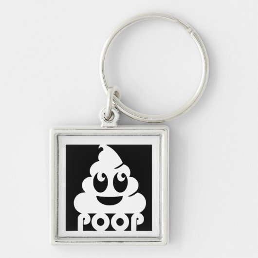 Emoji Poo Quadrat Schlüsselanhänger (Vorne)