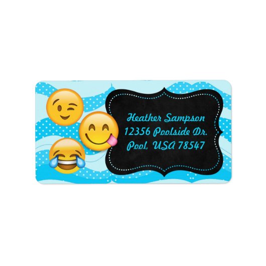Emoji Pool Party Chalkboard Address Labels Adressaufkleber (Vorne)
