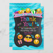 Emoji Pool-Party-Geburtstag danken Ihnen zu Dankeskarte (Vorne/Hinten)