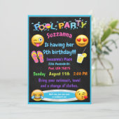 Emoji Pool-Party-Geburtstags-Einladung Einladung (Stehend Vorderseite)