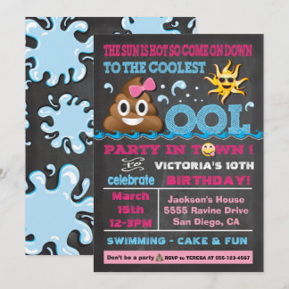 Emoji Pool Party Pooper Einladung zum Geburtstag