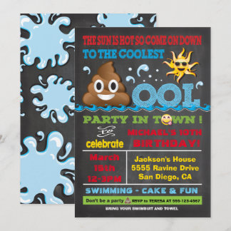 Emoji Pool Party Pooper Einladung zum Geburtstag