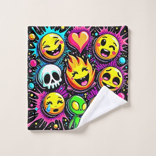 Emoji Pop Art Badhandtuch Set (Waschlappen)