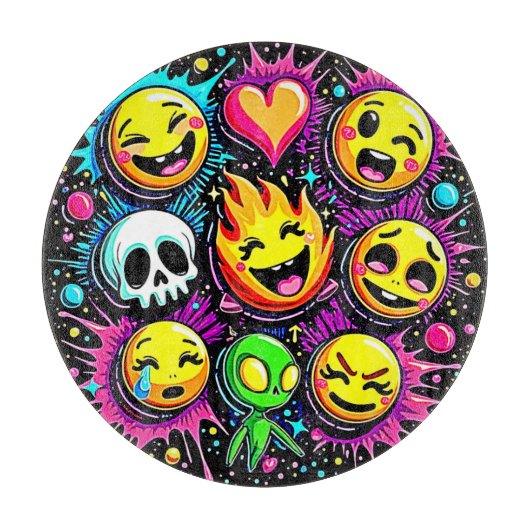 Emoji Pop Art Schneidebrett (Vorderseite)