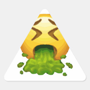 Emoji Puking Dreieckiger Aufkleber
