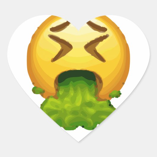 Emoji Puking Herz-Aufkleber (Vorderseite)