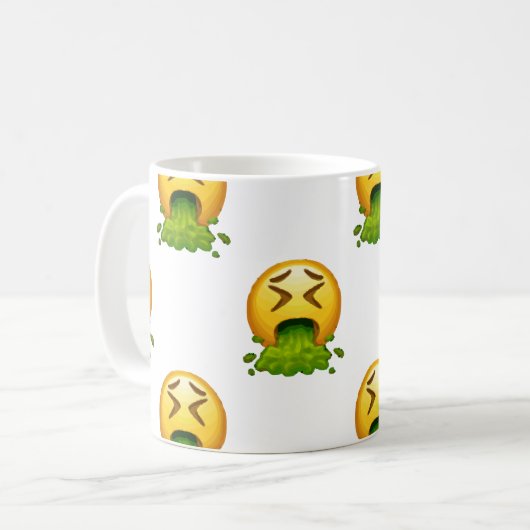 Emoji Puking Kaffeetasse (Vorderseite Links)