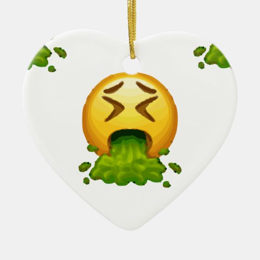 Emoji Puking Keramik Ornament (Vorne)