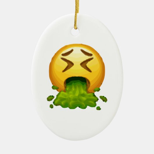 Emoji Puking Keramik Ornament (Vorne)