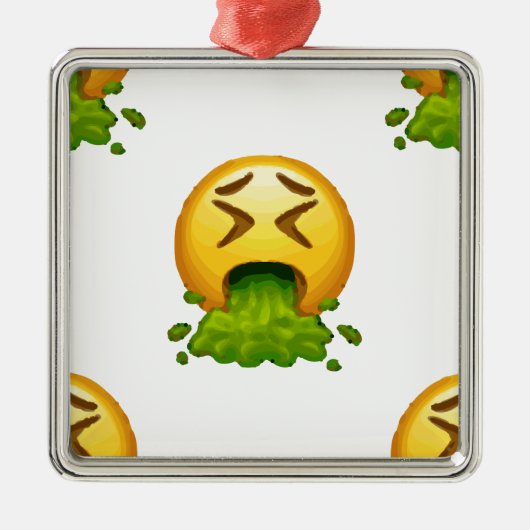 Emoji Puking Ornament Aus Metall (Vorne)