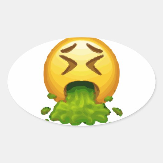 Emoji Puking Ovaler Aufkleber (Vorderseite)