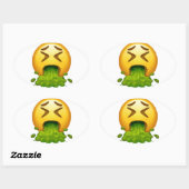 Emoji Puking Ovaler Aufkleber (Blatt)