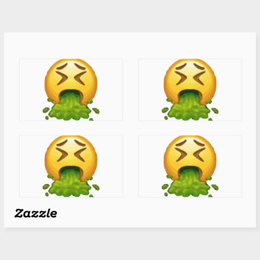 Emoji Puking Rechteckiger Aufkleber (Blatt)