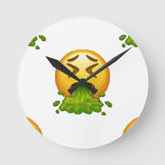 Emoji Puking Runde Wanduhr (Vorderseite)