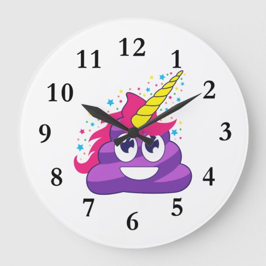 Emoji Purple Unicorn Poop Große Wanduhr (Vorderseite)