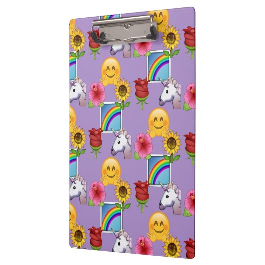 Emoji Regenbogen, Unicorns u. Blumen Klemmbrett (Links)