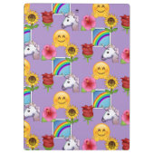 Emoji Regenbogen, Unicorns u. Blumen Klemmbrett (Rückseite)