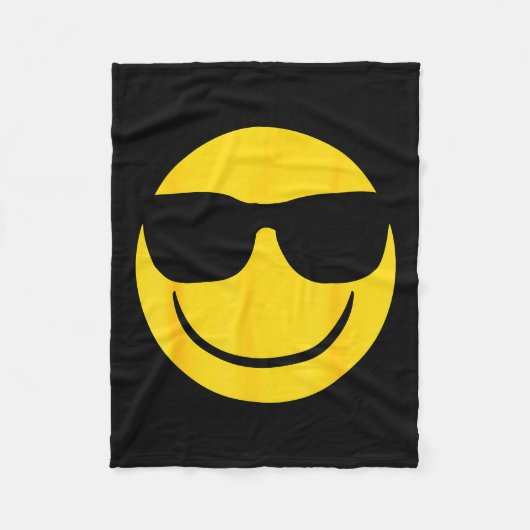 Emoji Retro Sungles Yellow Smile Face Fleecedecke (Vorderseite)