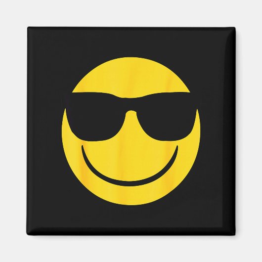 Emoji Retro Sungles Yellow Smile Face Magnet (Vorne)