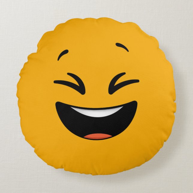 Emoji Round Pillow Rundes Kissen (Vorderseite)
