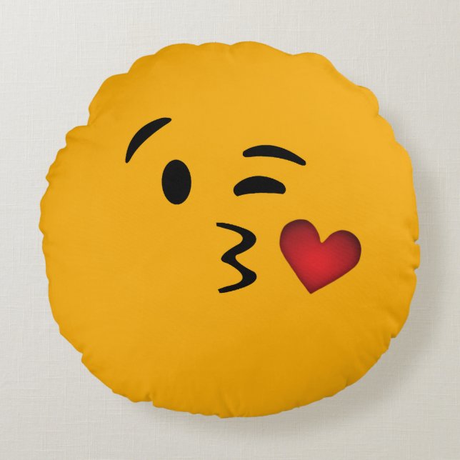 Emoji Round Pillow Rundes Kissen (Vorderseite)