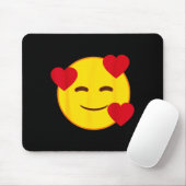 Emoji schwebende Herzen Gelbe Lächeln Gesicht Mousepad (Mit Mouse)