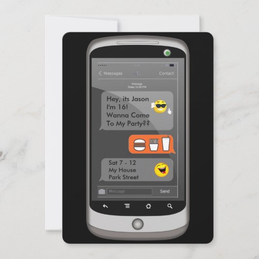 Emoji Smart Phone Sims Funny Kindergeburtstag M/F Einladung (Vorderseite)
