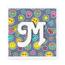 Emoji Smile Denim Girl Bday Party Napkins Brief M