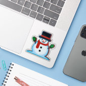 Emoji Snowman Weihnachten Aufkleber (Laptop mit iPhone)