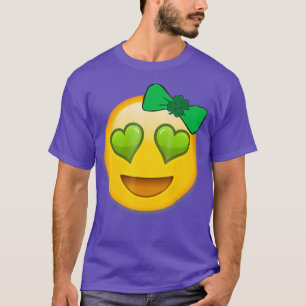 Emoji St. Patricks Day Girls Grünes Herz Augen T-Shirt