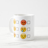 Emoji stellt Gefühle gegenüber Kaffeetasse (Vorderseite Links)