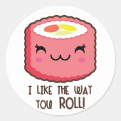 Emoji Sushi Roll Round Stickers (Vorderseite)