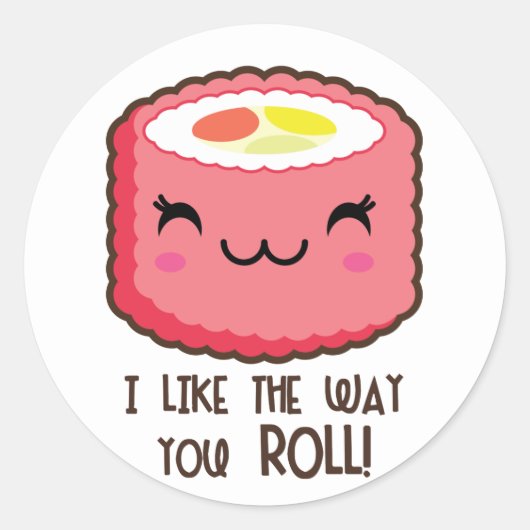 Emoji Sushi Roll Round Stickers (Vorderseite)