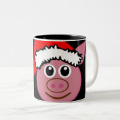 EMOJI-TASSE "CHRISTMAS PIG" (EMOTICON) ZWEIFARBIGE TASSE (VorderseiteRechts)