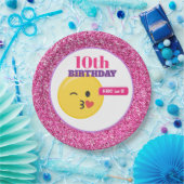 Emoji Teen Birthday Pink Glitzer Paper Teller (Party)