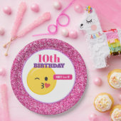 Emoji Teen Birthday Pink Glitzer Paper Teller (Party)
