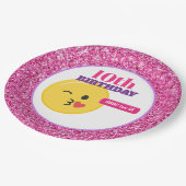Emoji Teen Birthday Pink Glitzer Paper Teller (Schrägansicht)