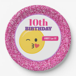 Emoji Teen Birthday Pink Glitzer Paper Teller