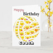Emoji Theme Personalisiert Netball Coach Geburtsta Karte (Gelbe Blume)