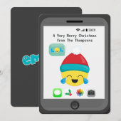 Emoji themed Happy Weihnachtsgrüße Feiertagskarte (Vorne/Hinten)