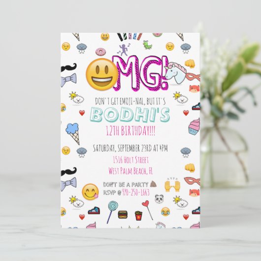 Emoji Themed Party Einladung (Stehend Vorderseite)