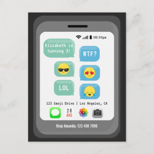 Emoji-Themen-Geburtstagsfeier Postkarte