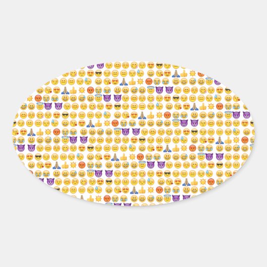 Emoji-Überlastung Ovaler Aufkleber (Vorderseite)