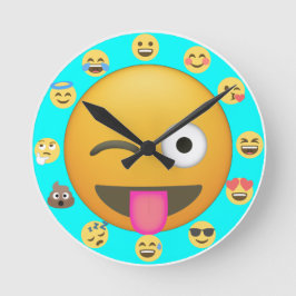 Emoji verschiedene Gesichter für Zahlen Kinderuhr Runde Wanduhr
