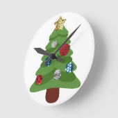 Emoji-Weihnachtsbaum Runde Wanduhr (Winkel)