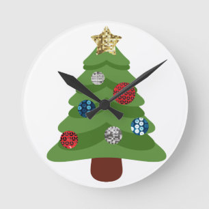 Emoji-Weihnachtsbaum Runde Wanduhr