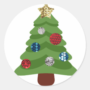 Emoji-Weihnachtsbaum Runder Aufkleber