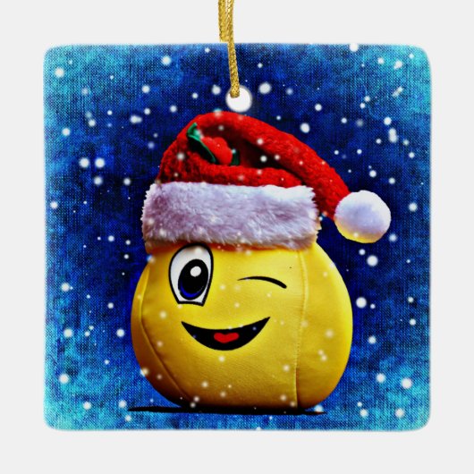 Emoji Weihnachtsverzierung Keramikornament (Vorderseite)