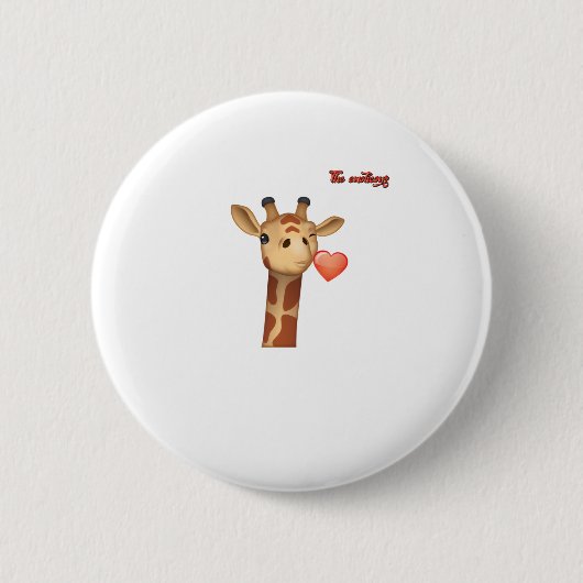 Emoji winking küssend Herz-Giraffe Gesicht Button (Vorderseite)